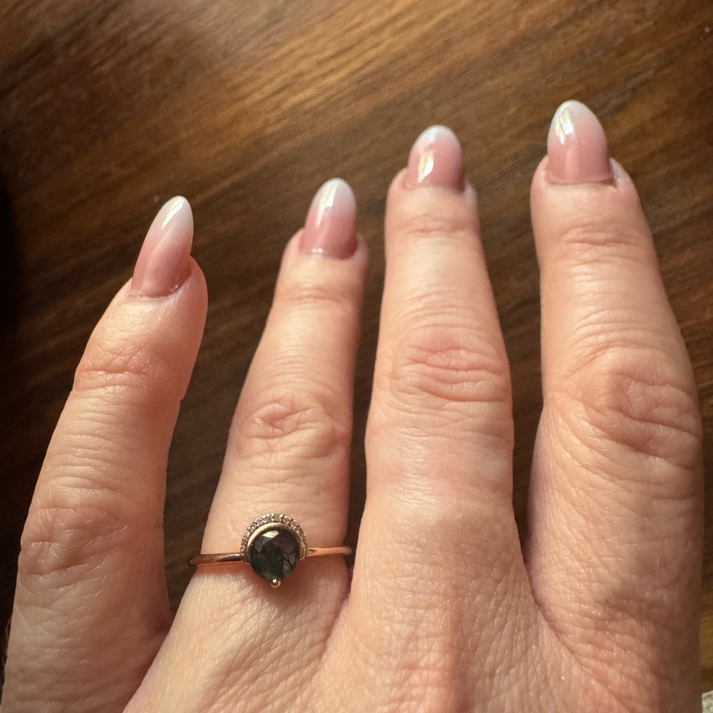 Elegant Moss Agate Stone and diamond ring